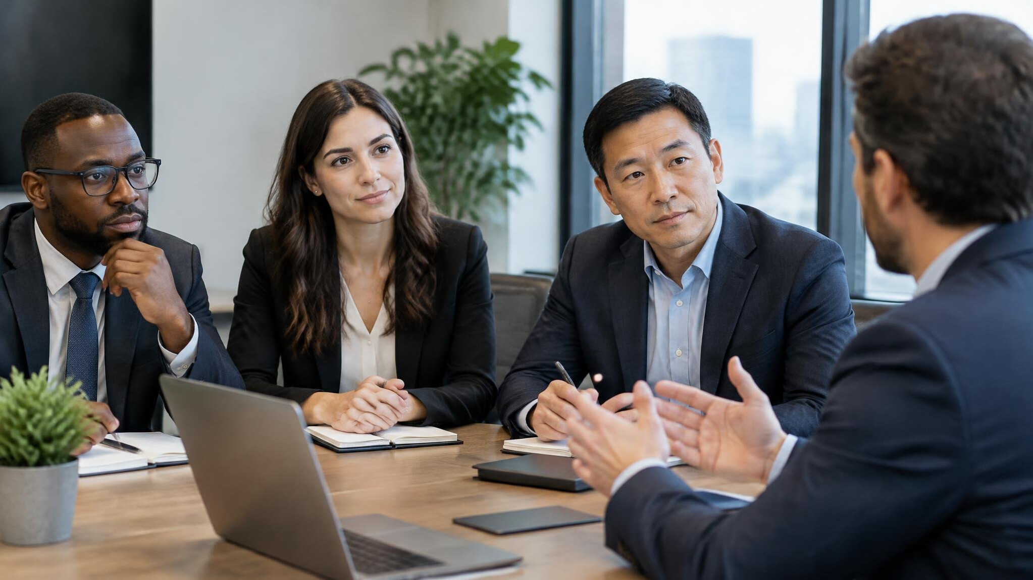 business people listening in meeting